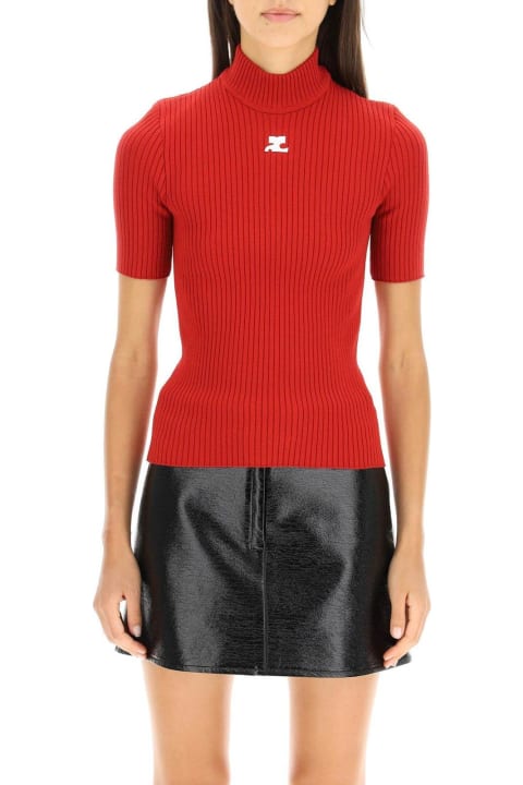 Courrèges for Women Courrèges Reedition Short-sleeved Ribbed Knit Jumper