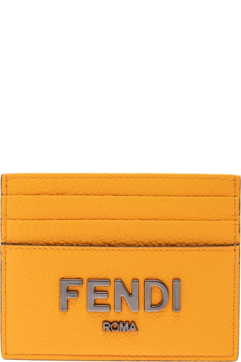 Fendi Wallets for Men Fendi Black Card-holder With Metal Logo In Relief In Leather Man