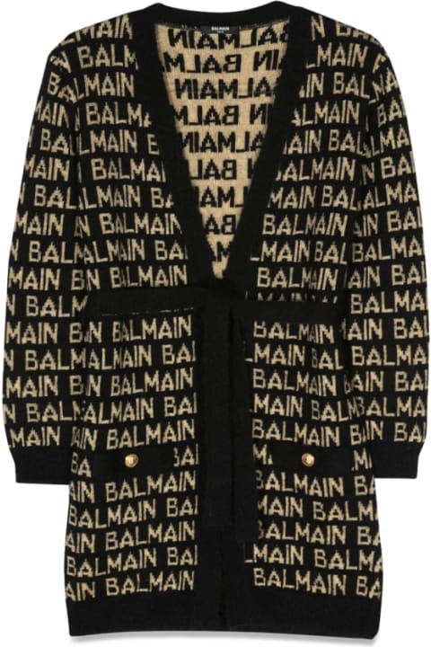 Balmain Sweaters & Sweatshirts for Girls Balmain Allover Logo Cardigan