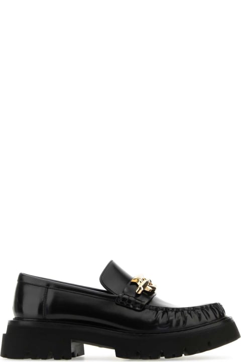Ferragamo High-Heeled Shoes for Women Ferragamo Black Leather Ingrid Loafers