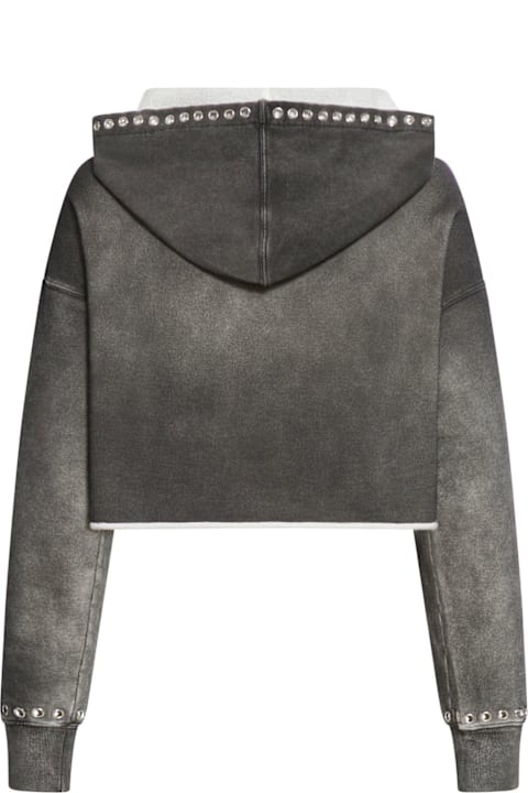 Golden Goose for Women Golden Goose Eyelets Detailed Cropped Zip-up Hoodie