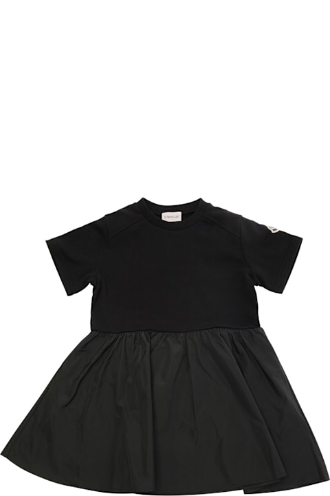 آخر صيحات الموضة من الأطفال Moncler Black Dress With Flared Skirt In Tech Fabric Girl