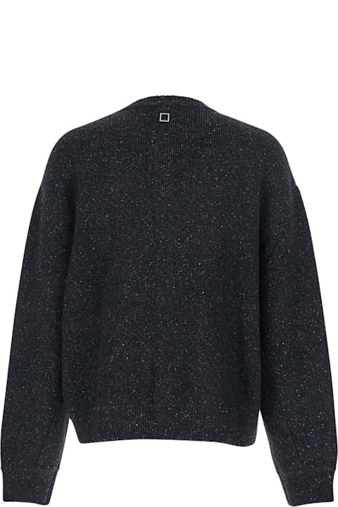 WOOYOUNGMI for Women WOOYOUNGMI Grey Crewneck Cardigan With Logo Detail On The Rear In Wool Blend Man