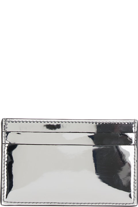 Wallets for Men Alexander McQueen 'graffiti Mcqueen' Silver Card-holder With Print In Laminated Leather Man