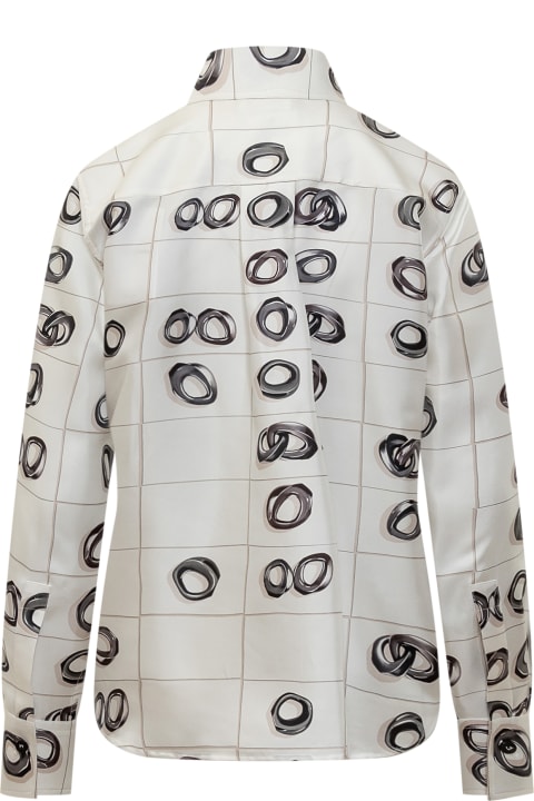 Ferragamo ملابس علوية لـ السيدات Ferragamo Silk Shirt With Geometric Print