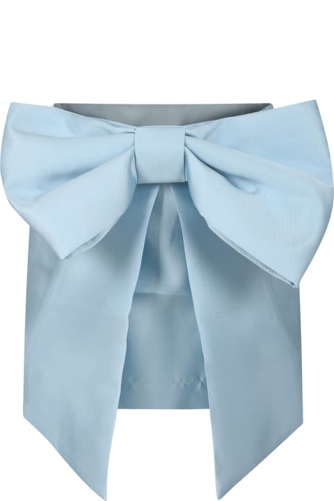 Light Blue Skirt For Girl With Bow