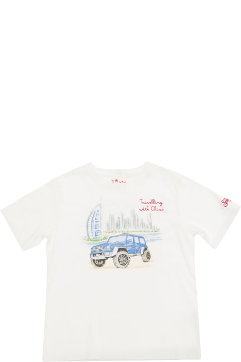 ベビーガールズ トップス MC2 Saint Barth White T-shirt With Dubai Print In Cotton Baby