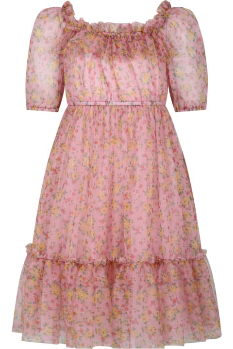 Dresses for Girls Philosophy di Lorenzo Serafini Kids Pink Dress For Girl With Floral Print