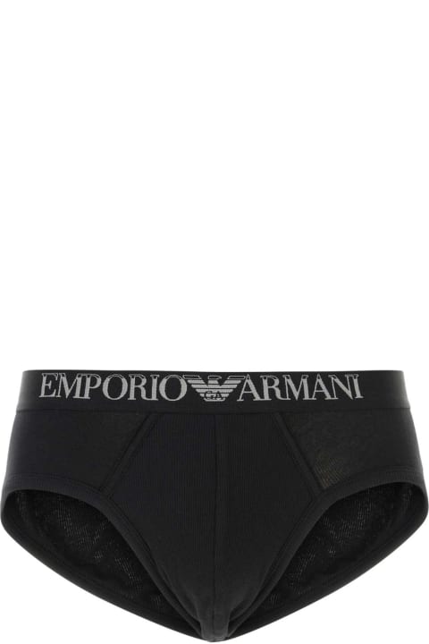 Underwear for Men Emporio Armani Black Stretch Cotton Brief Set