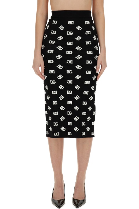 Skirts for Women Dolce & Gabbana Viscose Logo Jacquard Pencil Skirt