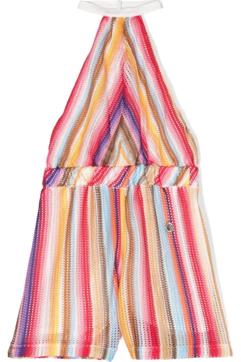 Fashion for Girls Missoni Kids Multicoloured Striped Knitted Short Jumpsuit