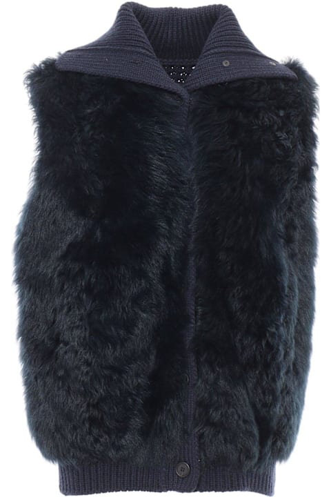 Fabiana Filippi for Women Fabiana Filippi Shearling-panelled Knitted Vest