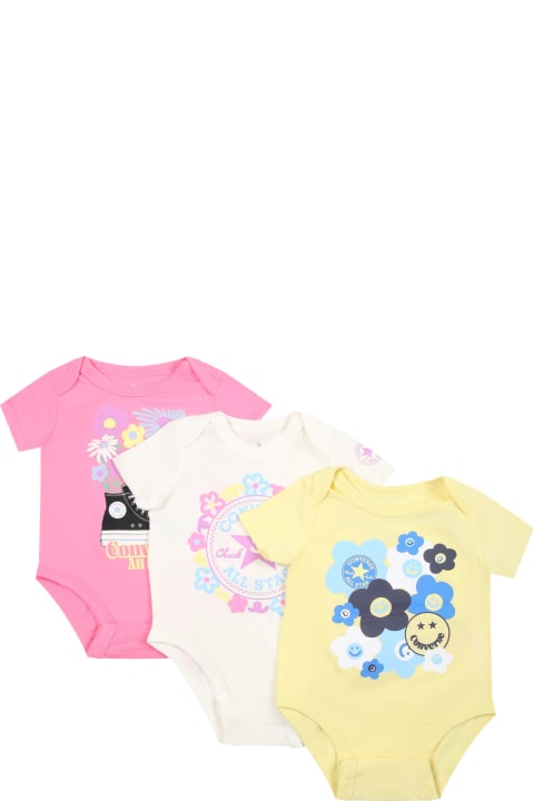 Converse Bodysuits & Sets for Baby Boys Converse Multicolor Set For Baby Girl With Logo And Print