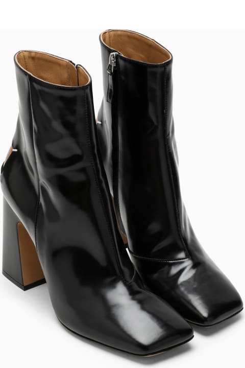 Boots for Women Maison Margiela Black Shiny Leather Ankle Boots