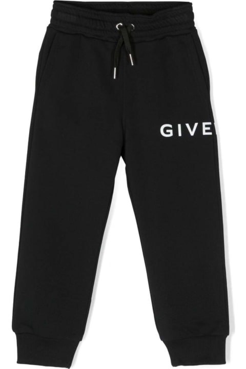Givenchyのボーイズ Givenchy Black Track Pants Withy Contrasting Logo Print In Cotton Boy