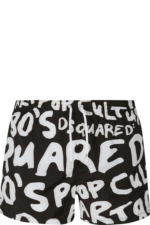 Pants for Men Dsquared2 Logo Printed Swim Shorts
