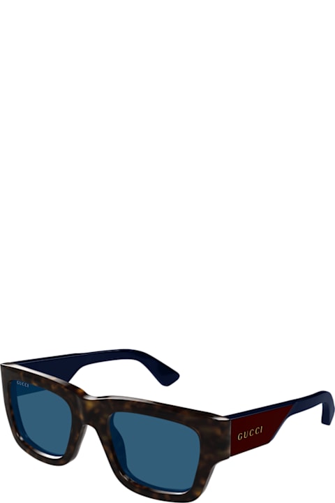 メンズ アイウェア Gucci Eyewear Gucci Gg1668s Linea Lettering 002 Havana Red Blue Sunglasses