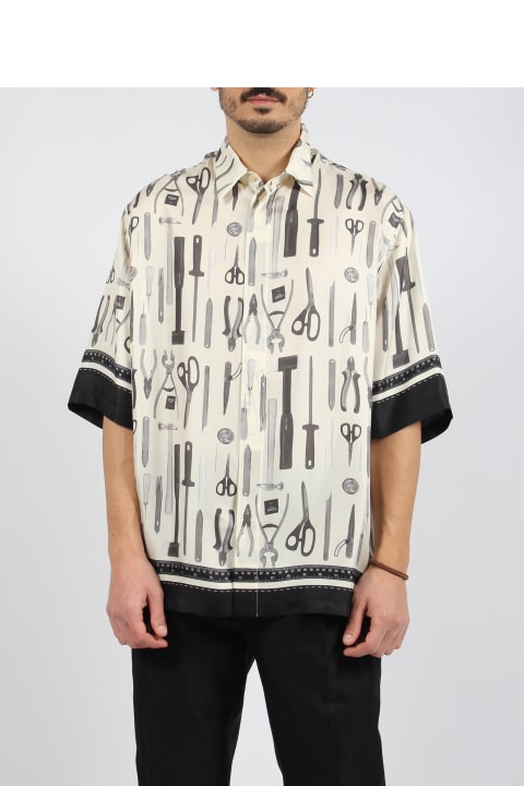 Fendi Sale for Men Fendi Tools Print Silk Shirt
