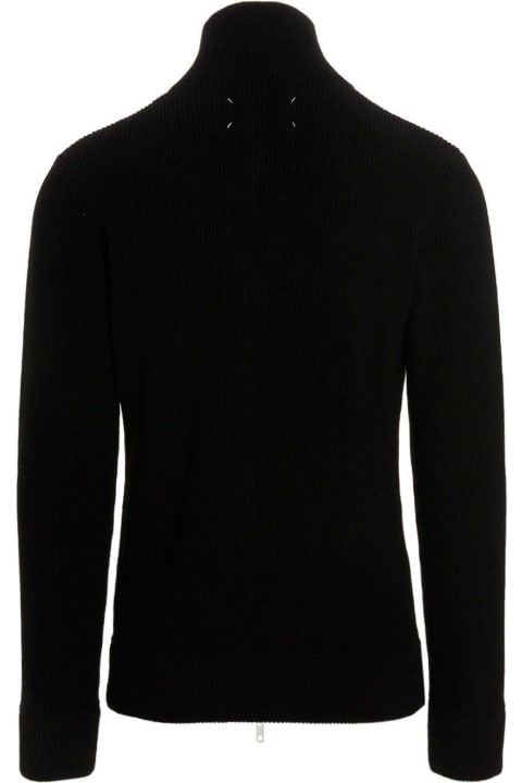 Sweaters for Men Maison Margiela High-neck Rib Knit Zipped Pullover