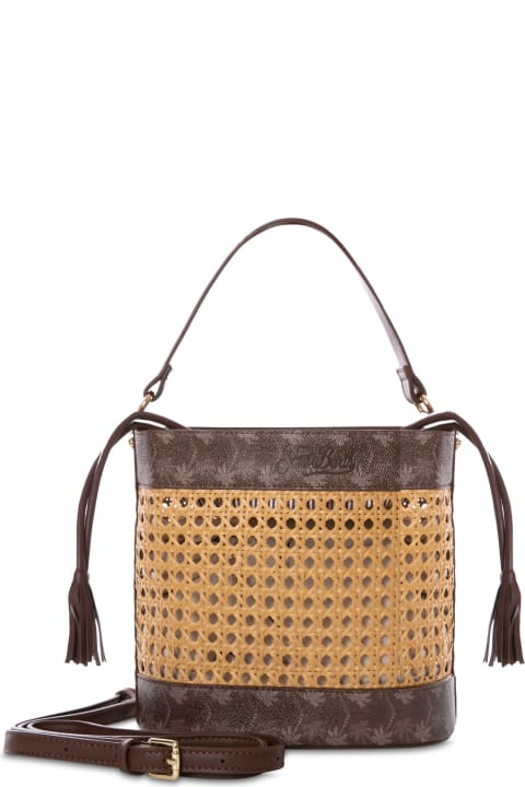 Homeware MC2 Saint Barth Straw Bucket Bag With Brown Monogram Details