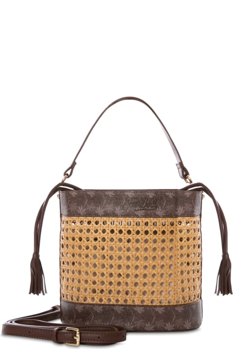 Fashion for Women MC2 Saint Barth Straw Bucket Bag With Brown Monogram Details