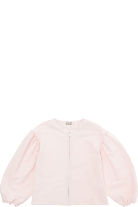 Sweaters & Sweatshirts for Girls Il Gufo Pink Sweatshirt With Balloon Sleeves In Jersey Girl