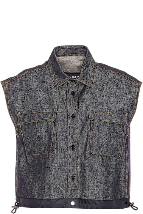 Sacai Coats & Jackets for Women Sacai Collared Pleated Sleeveless Shirt