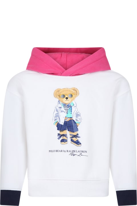 Ralph Lauren Kids Ralph Lauren White Sweatshirt For Girl With Polo Bear