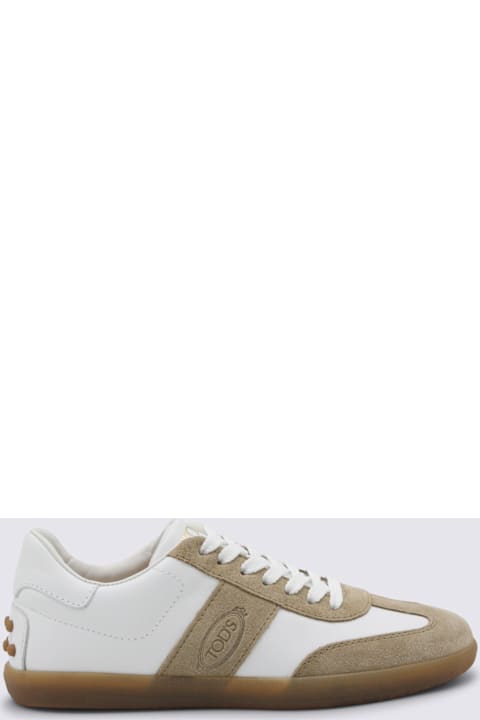 Tod's White And Beige Leather Sneakers
