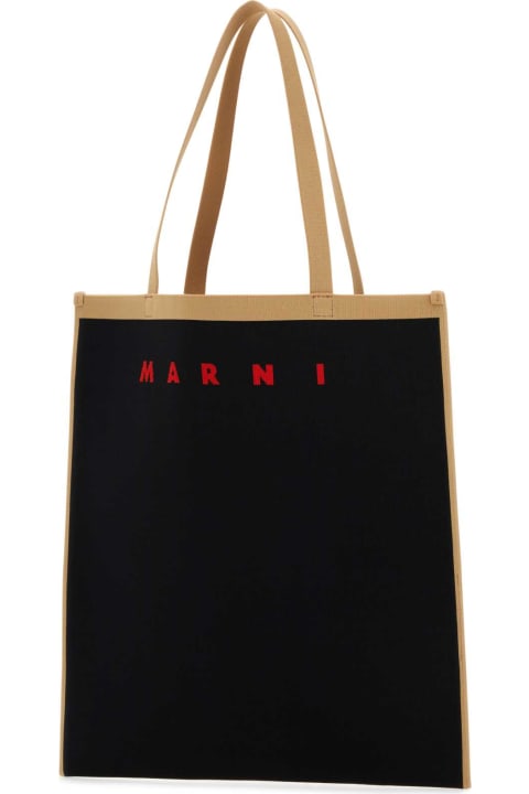 Shoulder Bags for Men Marni Black Canvas Shopping Bag
