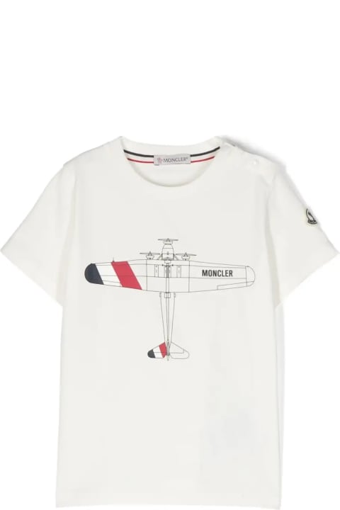 T-Shirts & Polo Shirts for Baby Boys Moncler White T-shirt With Teddy Bear Patch