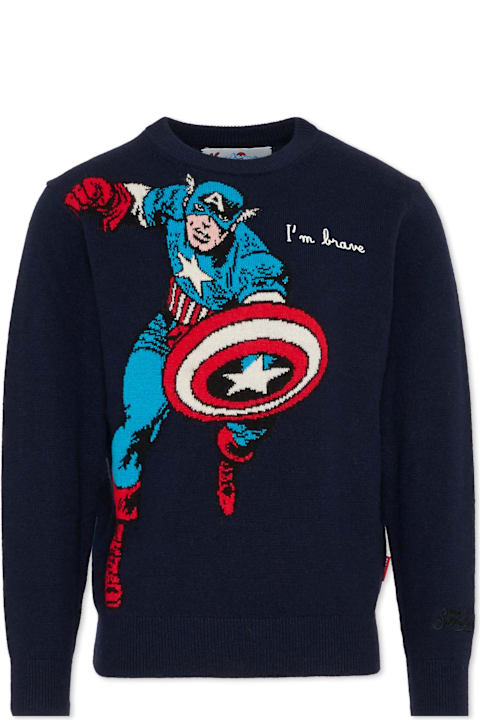 Homeware MC2 Saint Barth Blue Sweater For Boy With Captain America