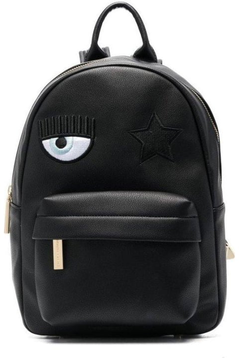 Eye-star Embroidered Zipped Backpack