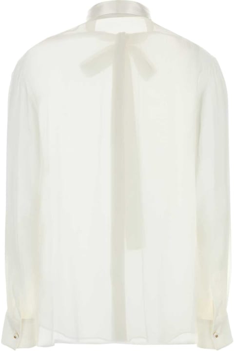 الملابس خصم على السيدات Dolce & Gabbana White Silk Shirt