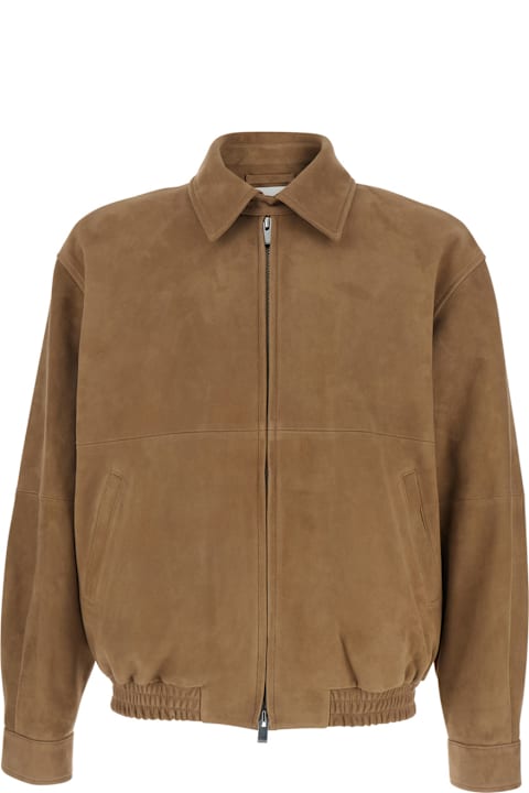 Tonywack for Women Tonywack Brown Jacket With Classic Collar And Two Front Welt Pockets In Suede Man