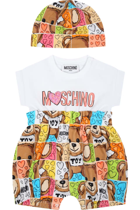 Fashion for Baby Girls Moschino Multicolor Romper For Baby Girl With Teddy Bear