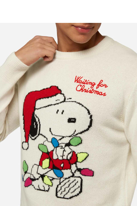 Homeware MC2 Saint Barth Sweater Heron With Snoopy Jacquard And Embroidery | Snoopy Peanuts® Special Edition