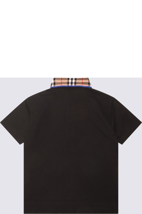 T-Shirts & Polo Shirts for Boys Burberry Black And Archive Beige Cotton Polo Shirt