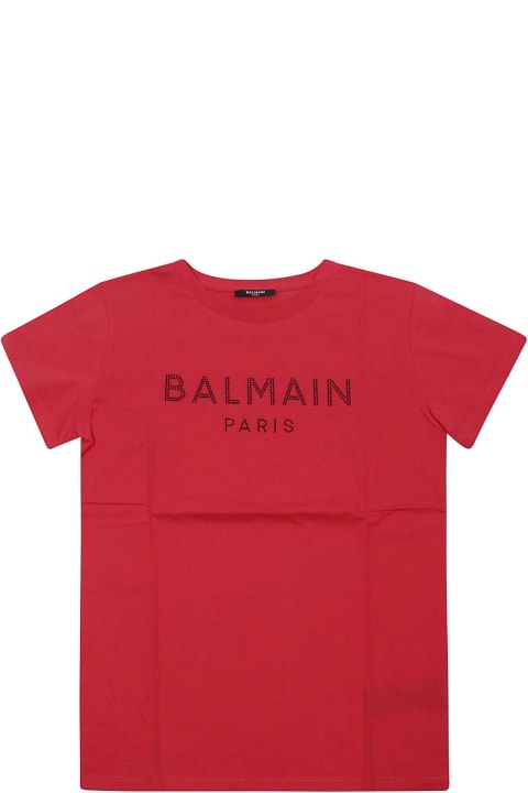 Balmain for Kids Balmain Logo Embellished Crewneck T-shirt