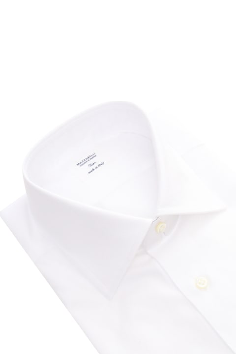 Mazzarelli قمصان لـ القسم الرجالي Mazzarelli White Cotton Slim Fit Shirt