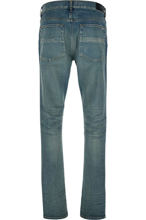 Sale for Men AMIRI Blue 'ma Quand' Jeans With Ripped Details On The Front And Logo Patch On The Rear In Denim Man