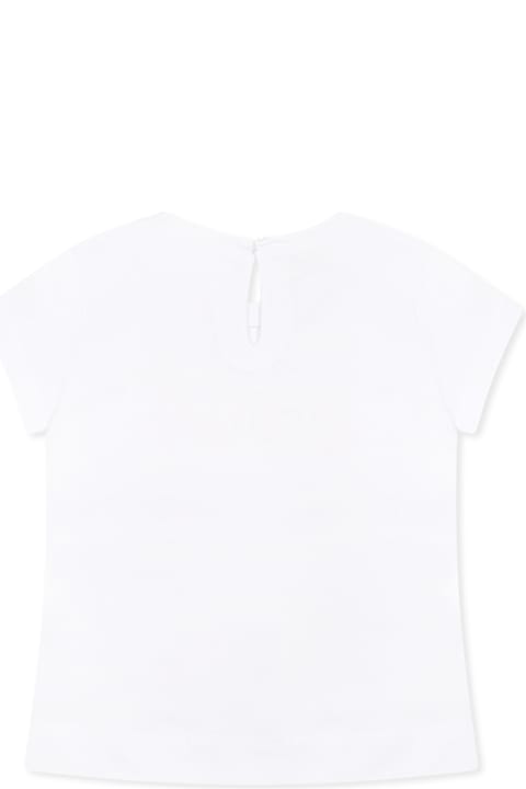 أدوات منزلية Monnalisa White T-shirt For Baby Girl With Hearts