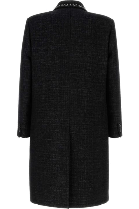Valentino Garavani Coats & Jackets for Men Valentino Garavani Melange Black Wool Blend Coat