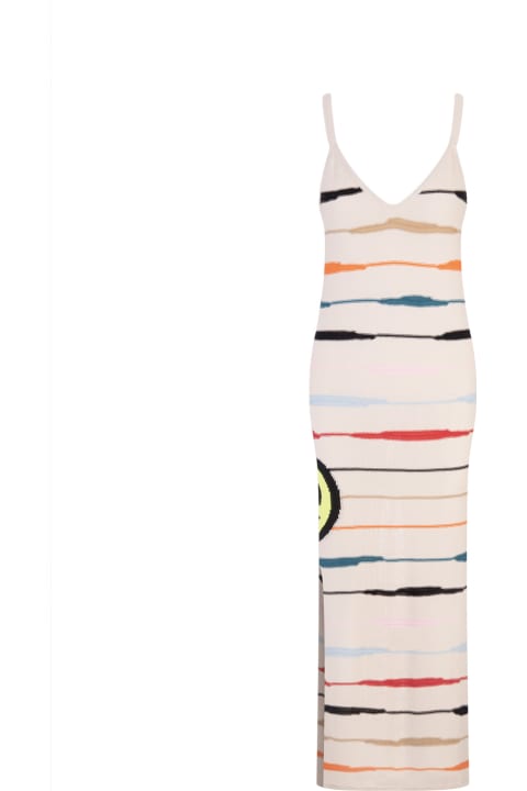 Barrow Dresses for Women Barrow Butter Long Dress With Logo And Multicoloured Stripes