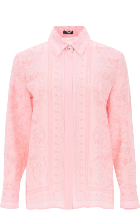 Versace Topwear for Women Versace 'barocco' Pink Silk Shirt