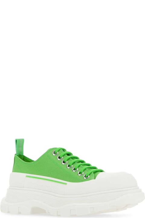 Wedges for Women Alexander McQueen Green Canvas Tread Slick Sneakers
