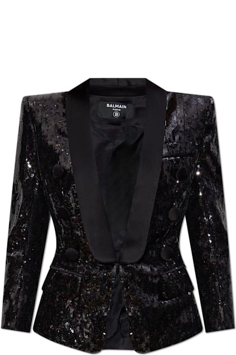 Coats & Jackets for Women Balmain Sequinned Collared Blazer