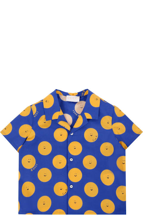 Fashion for Women Gucci Blue Shirt For Baby Boy With Sun