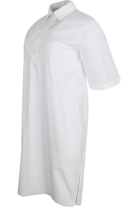 ウィメンズ新着アイテム Armani Collezioni Dress Made Of Soft Cotton With Short Sleeves, With Collar And 4 Button Closure. Side Slits On The Bottom.