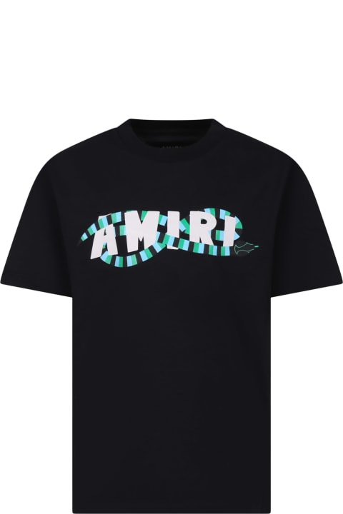 AMIRI T-Shirts & Polo Shirts for Boys AMIRI Black T-shirt For Kids With Snake And Logo